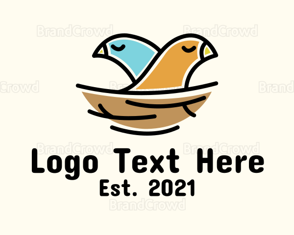 Bird Couple Nest Logo