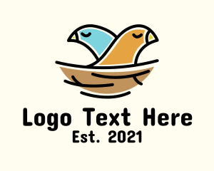 Love Bird - Bird Couple Nest logo design