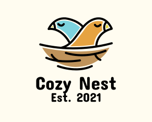 Bird Couple Nest logo design