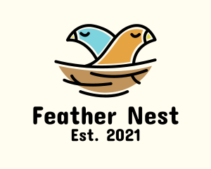 Bird Couple Nest logo design