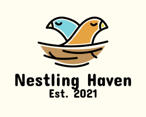 Bird Couple Nest logo design