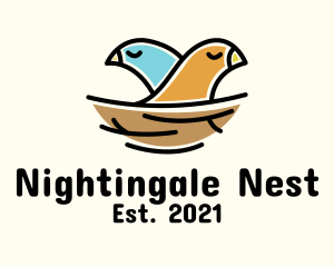 Nightingale - Bird Couple Nest logo design