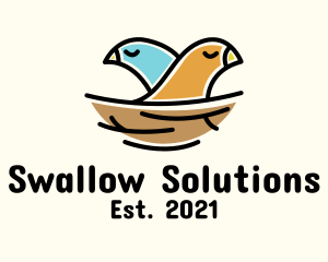 Swallow - Bird Couple Nest logo design