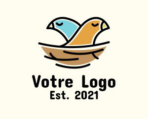 Nest - Bird Couple Nest logo design