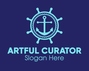 Ship Marine Helm Anchor logo design