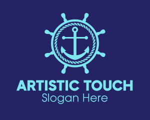 Ship Marine Helm Anchor logo design