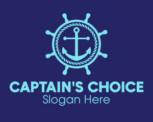 Captain - Ship Marine Helm Anchor logo design