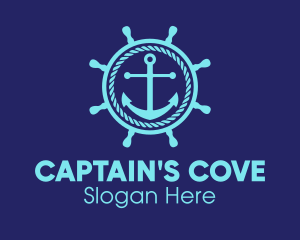 Captain - Ship Marine Helm Anchor logo design