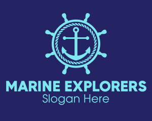 Ship Marine Helm Anchor logo design