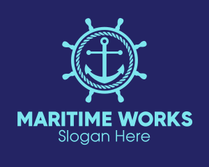 Ship Marine Helm Anchor logo design