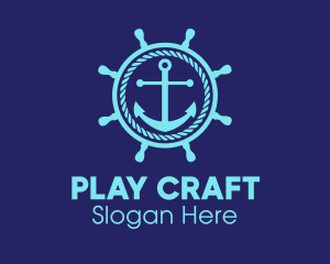 Ship Marine Helm Anchor logo design