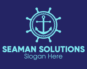 Seaman - Ship Marine Helm Anchor logo design