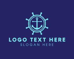 Ship Marine Helm Anchor logo design