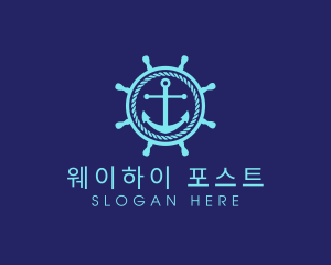 Ship Marine Helm Anchor logo design