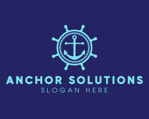 Ship Marine Helm Anchor logo design