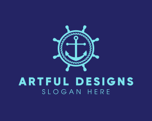 Ship Marine Helm Anchor logo design