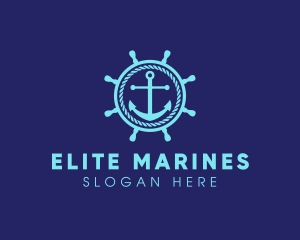 Ship Marine Helm Anchor logo design