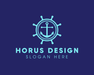 Ship Marine Helm Anchor logo design