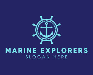 Ship Marine Helm Anchor logo design