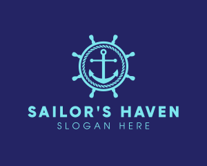 Ship Marine Helm Anchor logo design