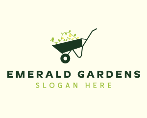 Lawn Care Plant Wheelbarrow logo design