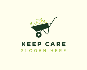 Lawn Care Plant Wheelbarrow logo design