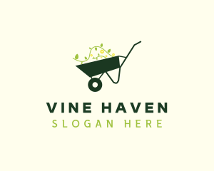 Lawn Care Plant Wheelbarrow logo design