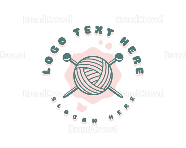 Cute Knitting Yarn Logo