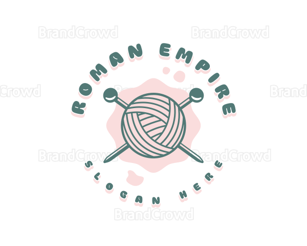 Cute Knitting Yarn Logo