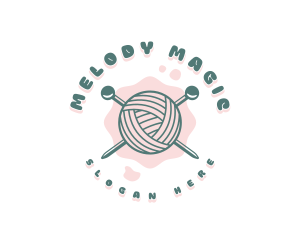 Cute Knitting Yarn Logo