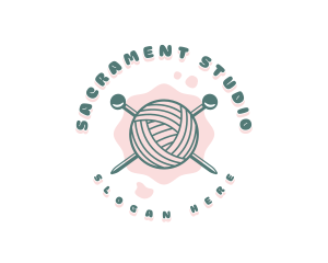 Cute Knitting Yarn Logo