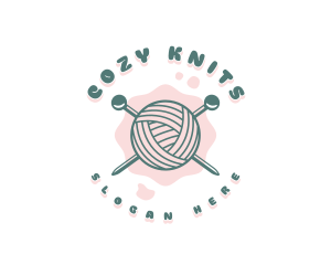 Cute Knitting Yarn logo design