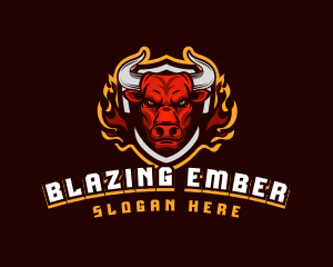 Fiery - Flame Bull Shield Gaming logo design