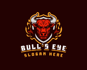 Bull - Flame Bull Shield Gaming logo design