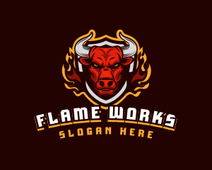 Flame - Flame Bull Shield Gaming logo design