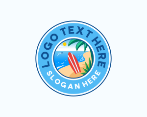 Coconut Tree - Beach Surfboard Adventure logo design