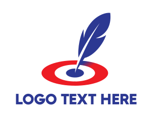 Bulls Eye - Writing Feather Target logo design
