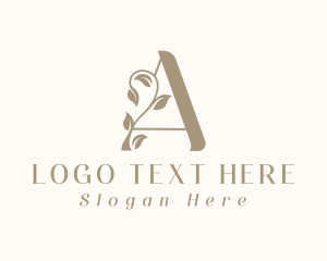 Beauty Product - Leaf Vine Letter A logo design