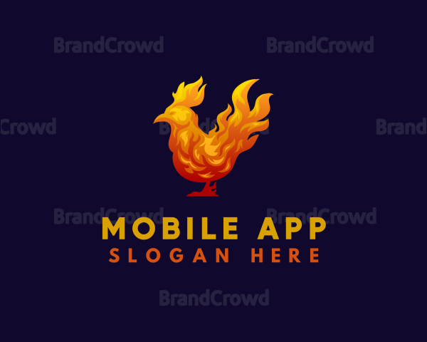 Fire Chicken Bird Logo