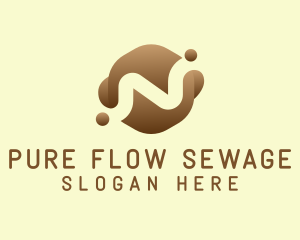 Sewage - Brown Coffee Drink Letter N logo design
