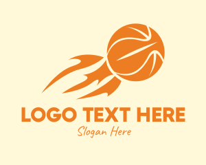 Basketball - Orange Flaming Basketball logo design