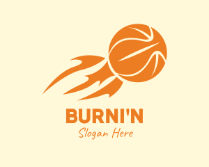 Orange Flaming Basketball logo design