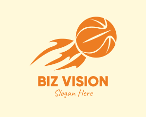 Orange Flaming Basketball logo design