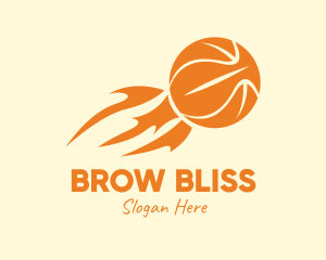 Orange Flaming Basketball logo design