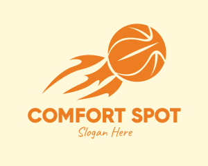 Orange Flaming Basketball logo design