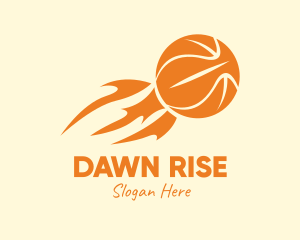 Orange Flaming Basketball logo design