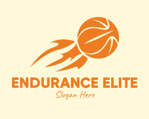 Orange Flaming Basketball logo design