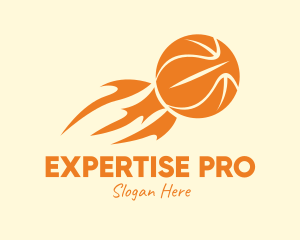 Orange Flaming Basketball logo design