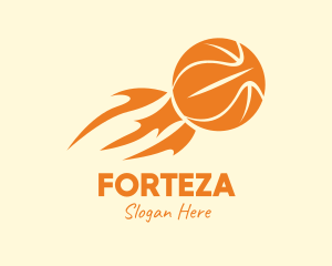 Orange Flaming Basketball logo design