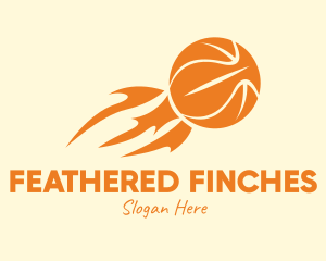 Orange Flaming Basketball logo design